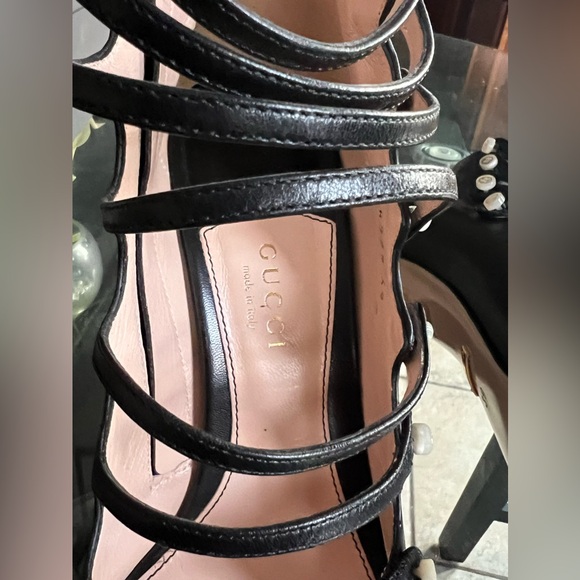 Gucci Black Leather Aneta Open Toe Zipper Sandals Size 39 - Picture 3 of 13